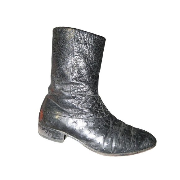 MORESCHI ITALY Genuine Ostrich Skin Boots with Brass Boots Soles size 9 Vintage - Picture 8 of 12